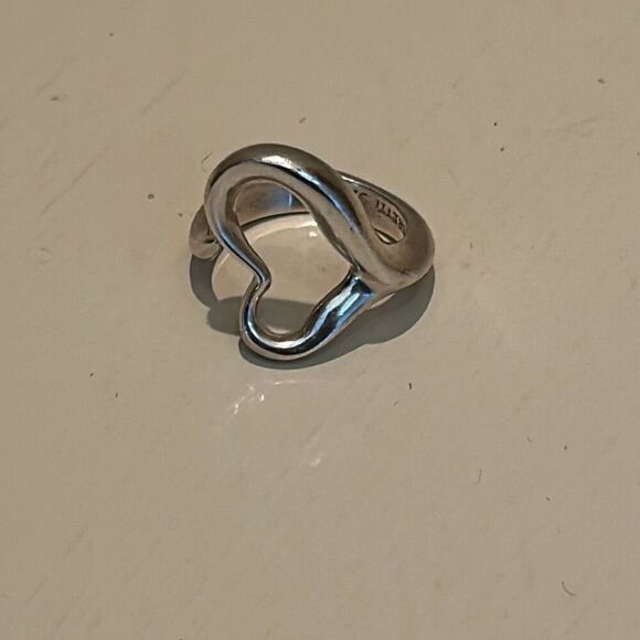 Tiffany & Co Elsa Peretti Open Heart Adjustable Ring 925 Sterling Silver Chunky - Picture 1 of 8